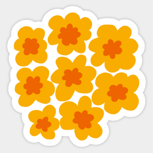 70s retro hippie flowers in yellow and orange Sticker